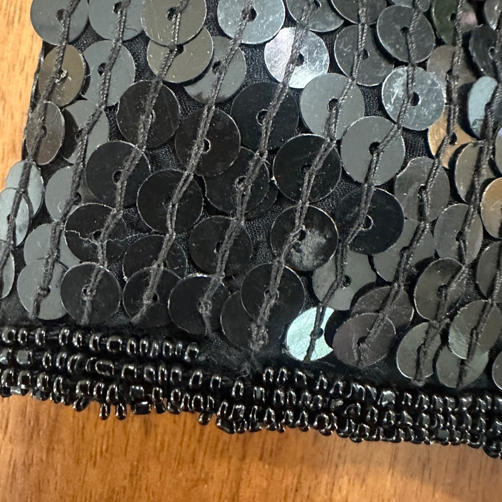 Laurence Kazar Sequin Silk Maxi Skirt Large Black Beaded Formal Vintage Gothic - Picture 9 of 9
